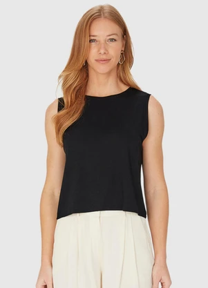 Malwee - Blusa Cropped em Viscose Preto - MALWEE