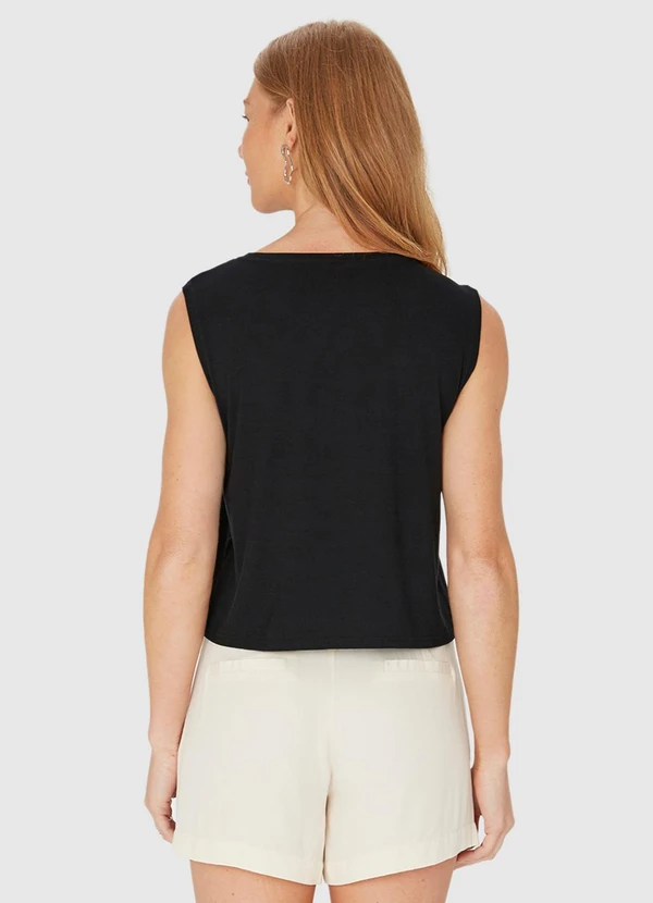 Malwee - Blusa Cropped em Viscose Preto 2