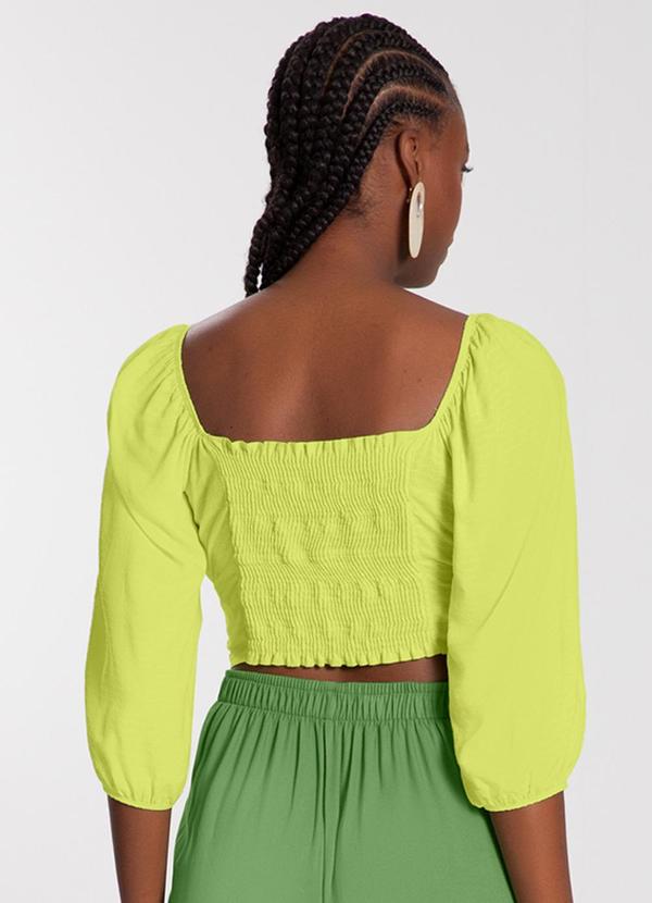 Lunender - Blusa Cropped em Viscose Verde 2