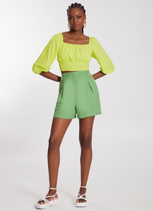 Lunender - Blusa Cropped em Viscose Verde 3