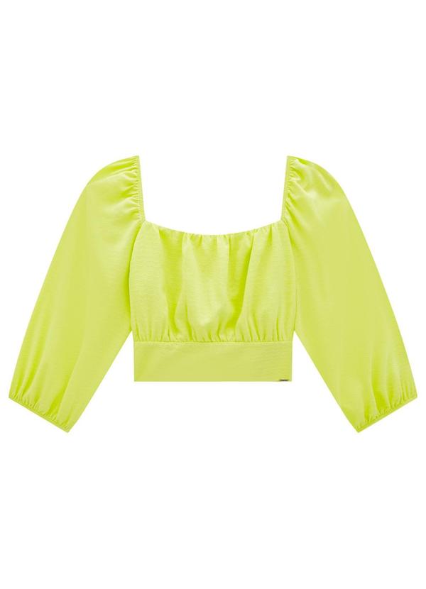 Lunender - Blusa Cropped em Viscose Verde 5