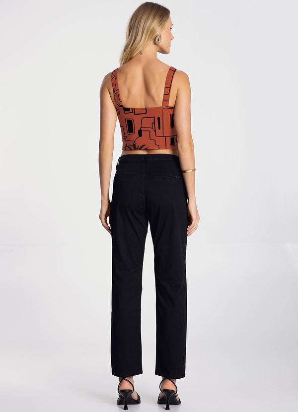 Lunender - Blusa Cropped Estampada com Decote Reto Salmao 4