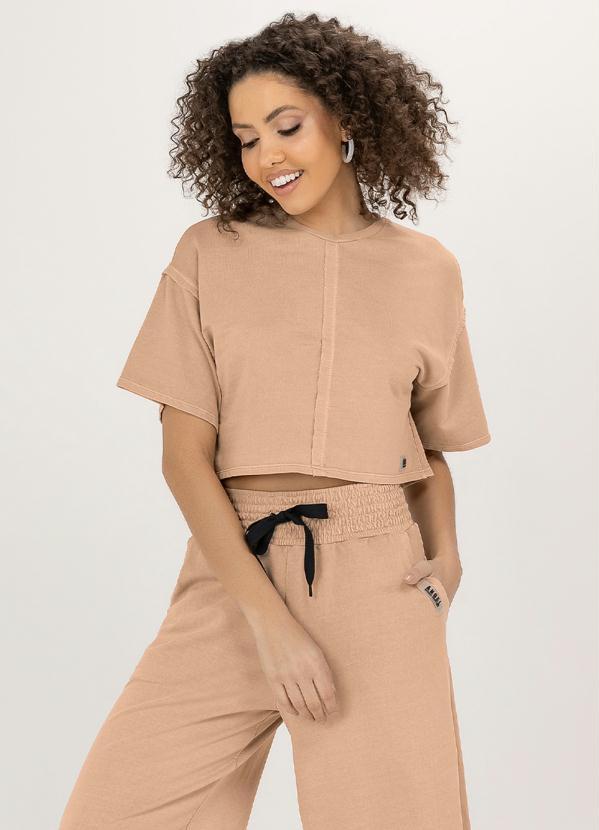 Angel - Blusa Cropped Estonado Marrom