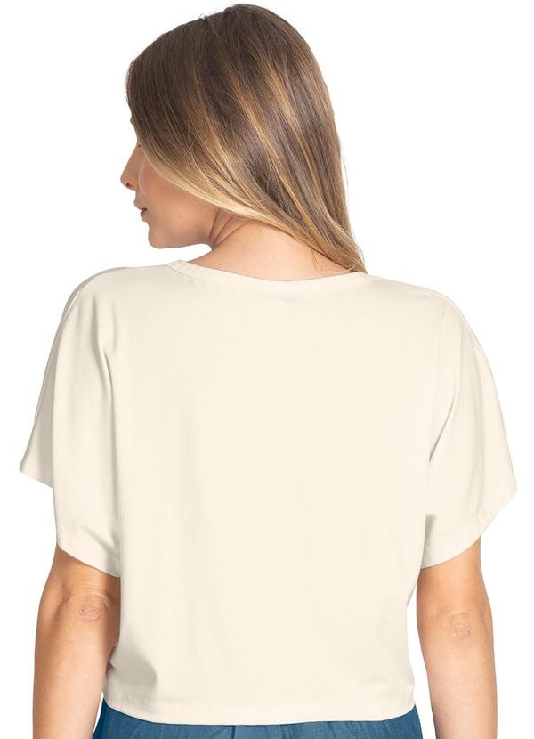 Rovitex - Blusa Cropped Feminina com Decote Redondo Bege 2