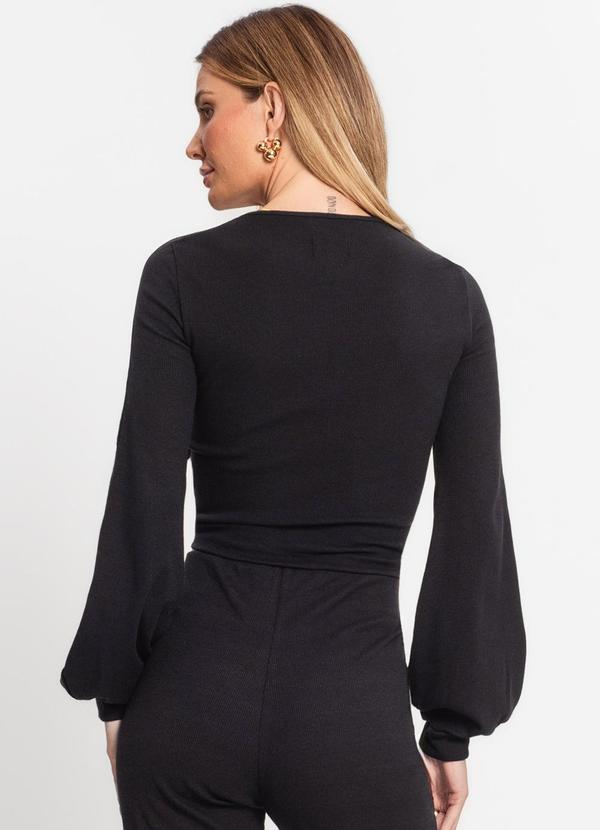 Rovitex - Blusa Cropped Feminina com Elástico Kohmar Preto 2