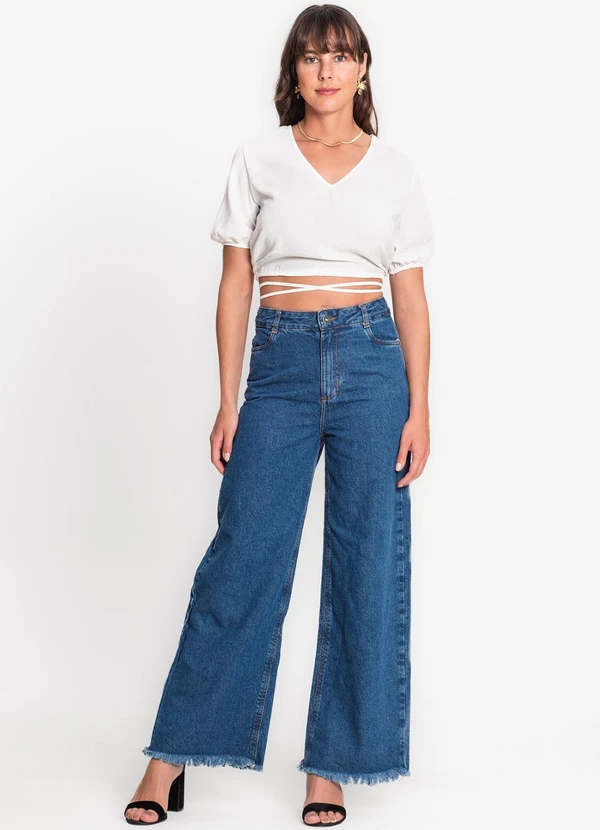 Rovitex - Blusa Cropped Feminina Decote V Bege 3