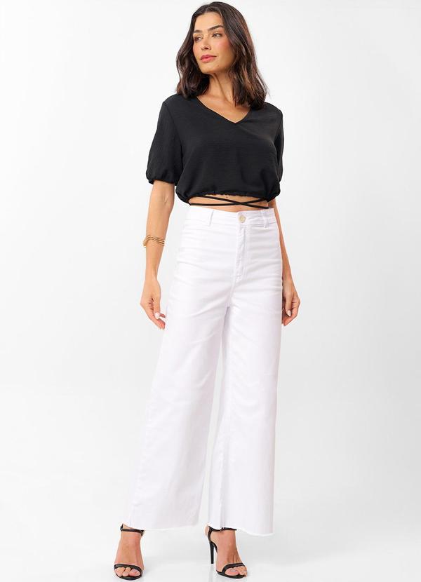 Rovitex - Blusa Cropprd Feminina Decote V Preto 3