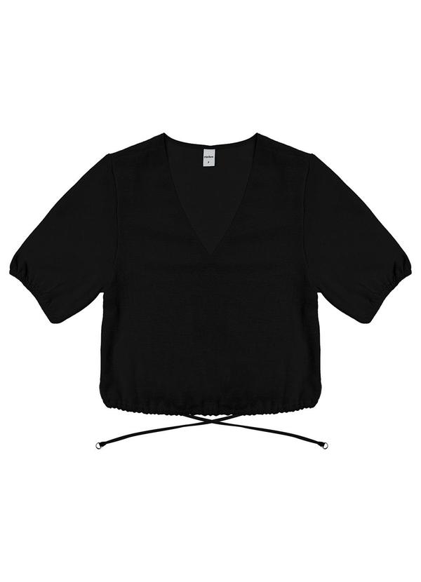 Rovitex - Blusa Cropprd Feminina Decote V Preto 4