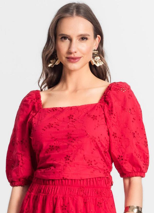 Endless - Blusa Cropped Feminina em Laise Vermelho