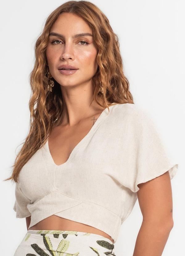Endless - Blusa Cropped Feminina em Linho Bege 1