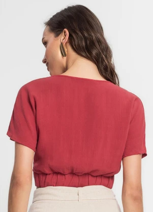 Endless - Blusa Cropped Feminina em Linho Vermelho - ENDLESS