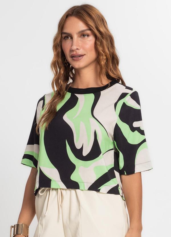 Endless - Blusa Cropped Feminina Estampada Preto