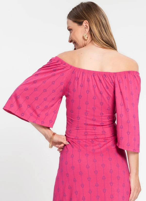 Rovitex - Blusa Cropped Feminina Estampada Rosa 2