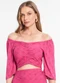 Rovitex - Blusa Cropped Feminina Estampada Rosa - variação: Rosa