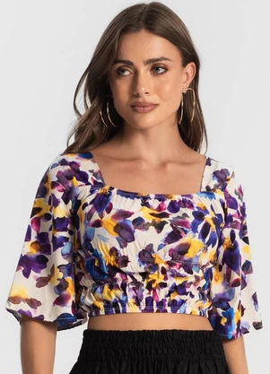 Endless - Blusa Cropped Feminina Estampada Roxo - ENDLESS