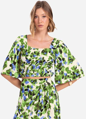 Endless - Blusa Cropped Feminina Estampada Verde - ENDLESS