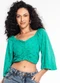 Rovitex - Blusa Cropped Feminina Estampada Rosa - variação: Verde