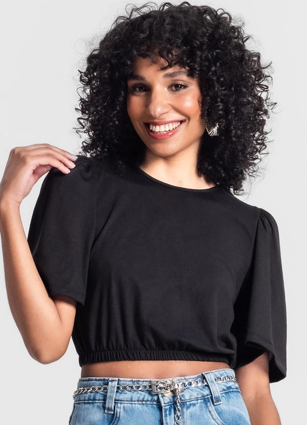 Rovitex - Blusa Cropped Feminina Preto