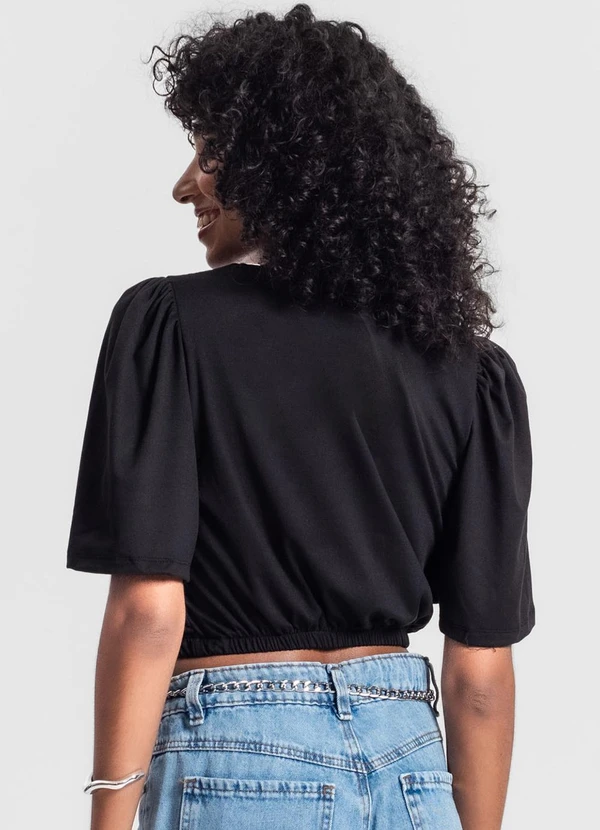 Rovitex - Blusa Cropped Feminina Preto 2