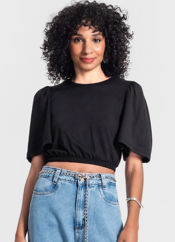 Rovitex - Blusa Cropped Feminina Preto 4
