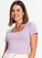 Rovitex - Blusa Cropped Feminina Bege - variação: Roxo