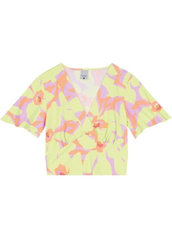 Malwee - Blusa Cropped Floral Amarelo Claro