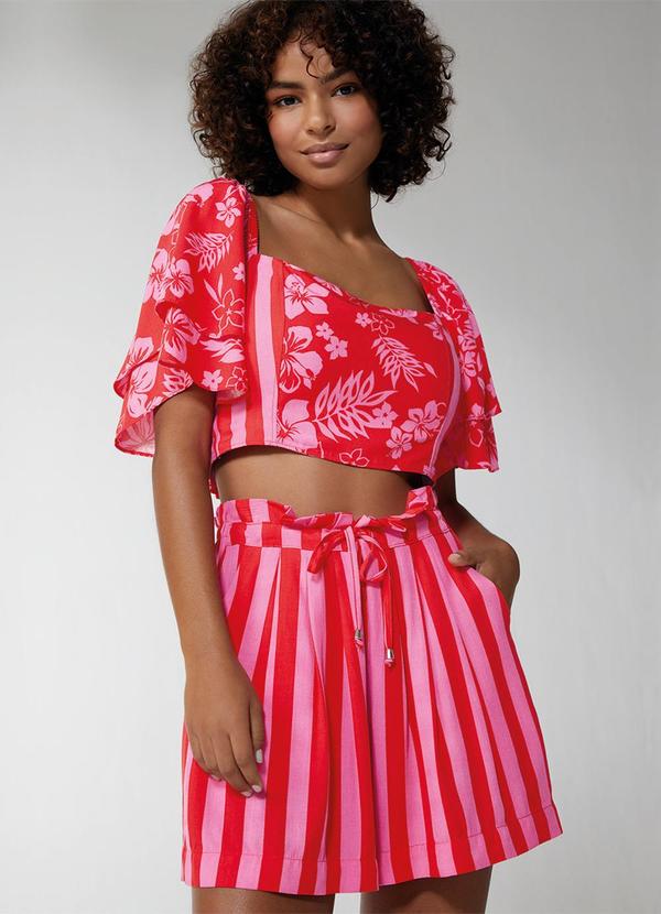 Enfim - Blusa Cropped Floral Feminina Vermelho 2