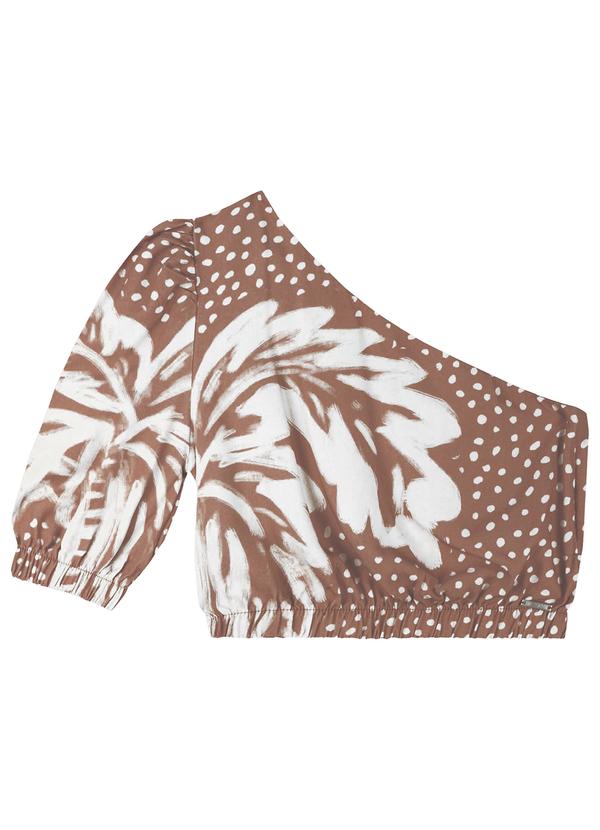 Enfim - Blusa Cropped Folhagem Feminina Marrom