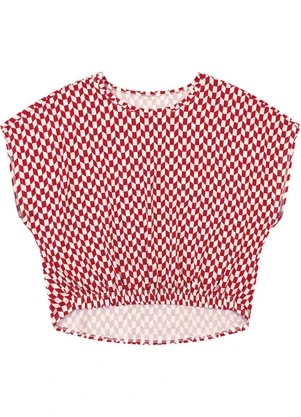 Malwee - Blusa Cropped Geométrica em Viscose Vermelho - MALWEE