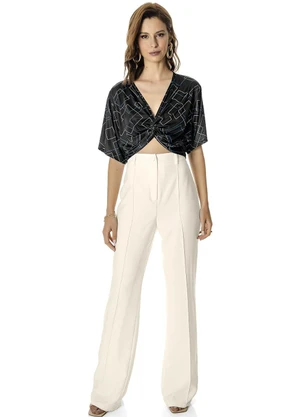 Rovitex - Blusa Cropped Geometrica Preta - ROVITEX