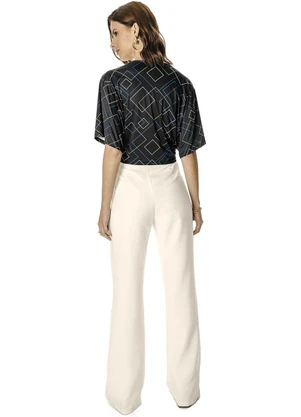 Rovitex - Blusa Cropped Geometrica Preta - ROVITEX