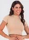 Meu Jeans - Blusa Cropped Gola Alta Canelada Preto - variação: Cappuccino