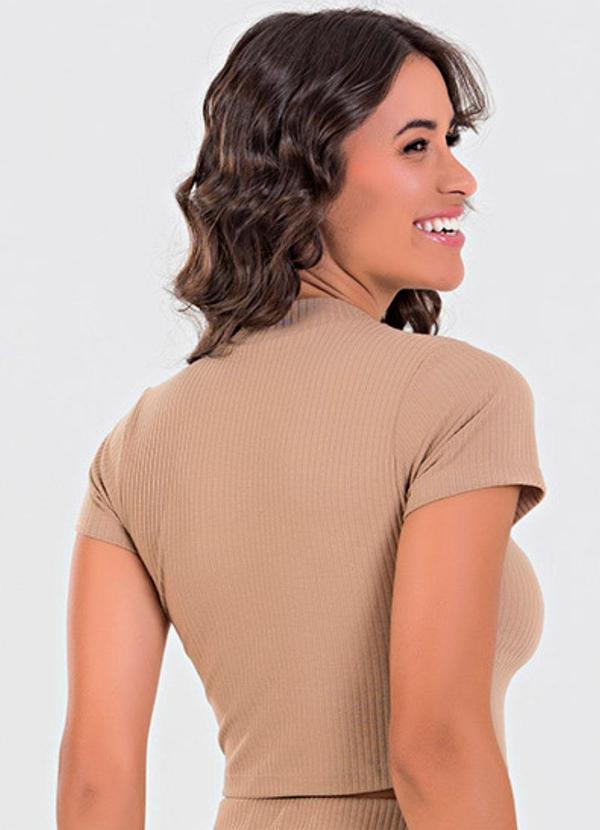 Meu Jeans - Blusa Cropped Gola Alta Canelada Terra 2