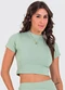 Meu Jeans - Blusa Cropped Gola Alta Canelada Preto - variação: Verde Pistache