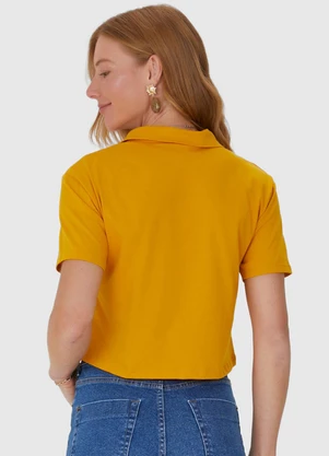 Malwee - Blusa Cropped Gola Esporte em Algodão Amarela - MALWEE