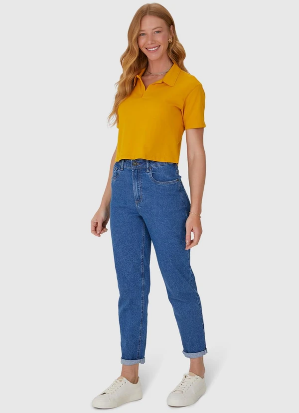 Malwee - Blusa Cropped Gola Esporte em Algodão Amarela 3