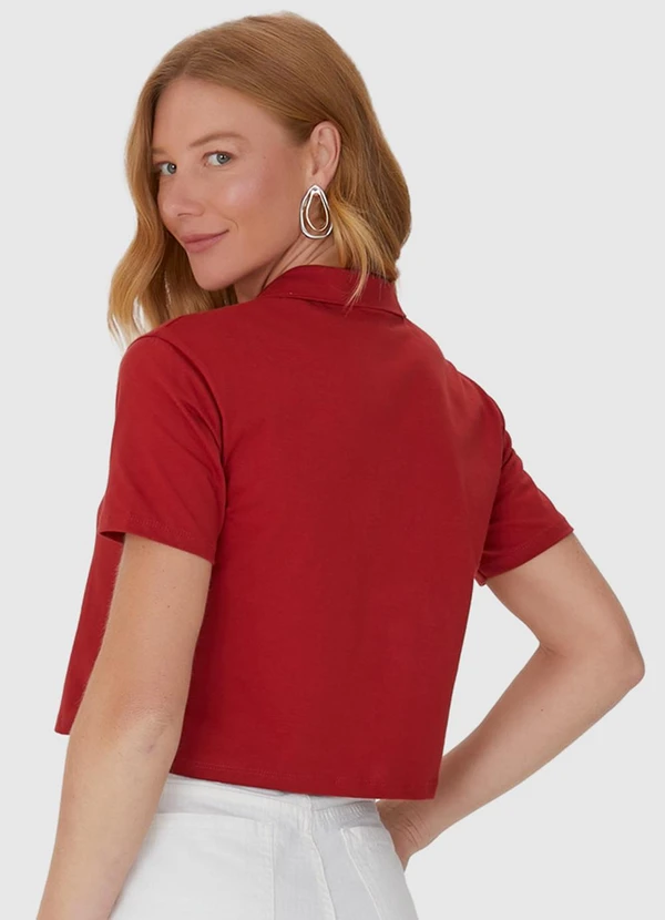 Malwee - Blusa Cropped Gola Esporte em Algodão Vermelha 2