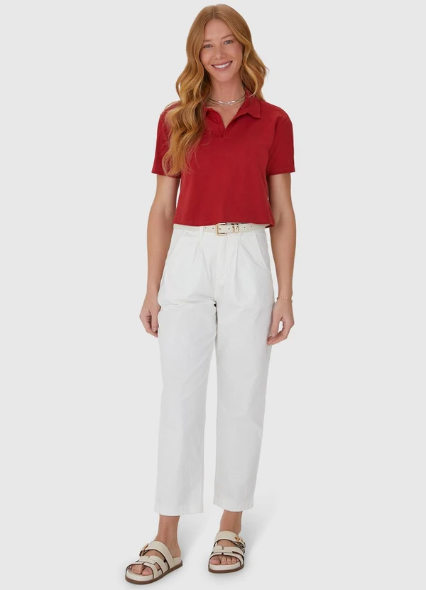Malwee - Blusa Cropped Gola Esporte em Algodão Vermelha 3