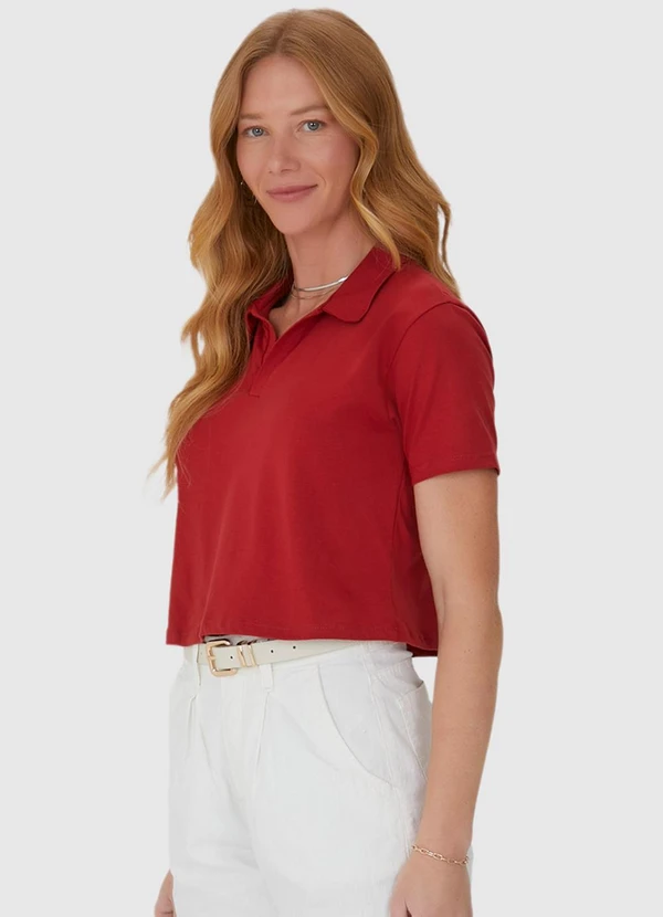Malwee - Blusa Cropped Gola Esporte em Algodão Vermelha 4
