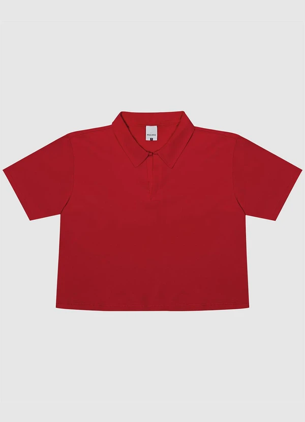 Malwee - Blusa Cropped Gola Esporte em Algodão Vermelha 6