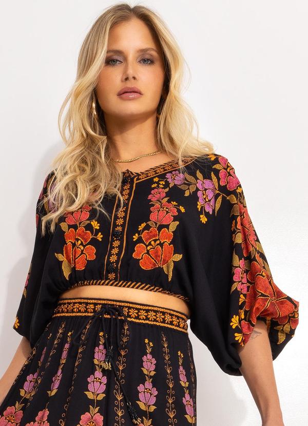 Farm - Blusa Cropped Madalena Preto
