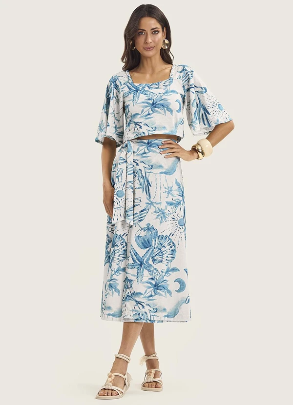 Endless - Blusa Cropped Manga Ampla em Meia Malha Azul 2