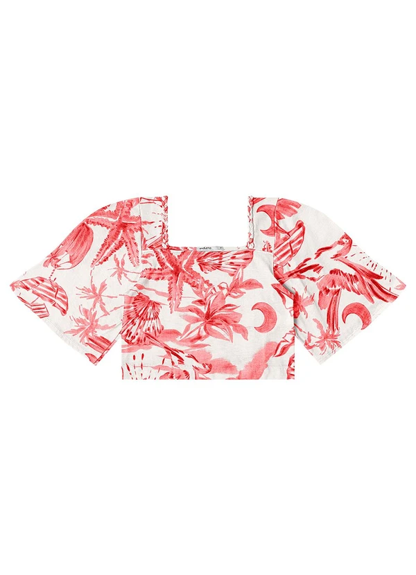 Endless - Blusa Cropped Manga Ampla em Meia Malha Laranja