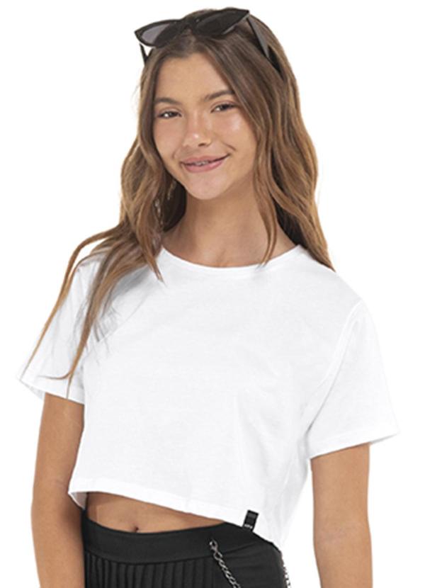 Hapier - Blusa Cropped Manga Curta Juvenil Branco