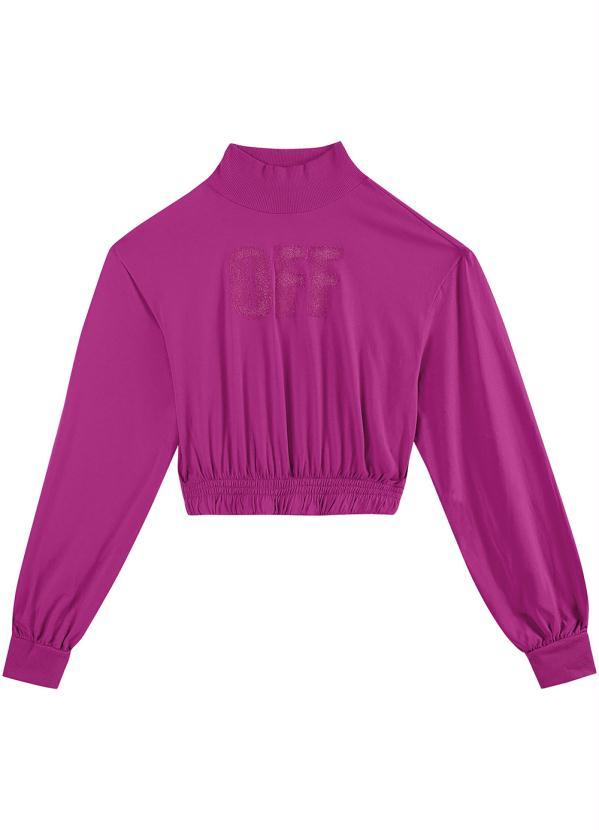 Enfim - Blusa Cropped Manga Longa Off Rosa