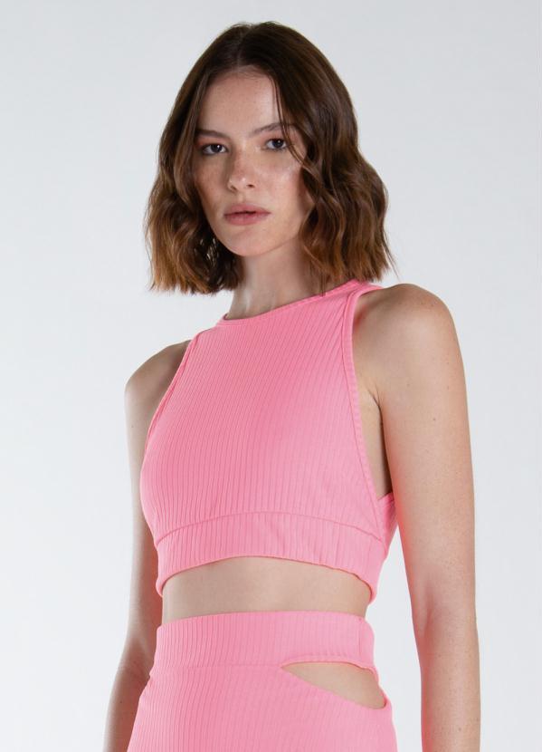Enfim - Blusa Cropped Neon Rosa