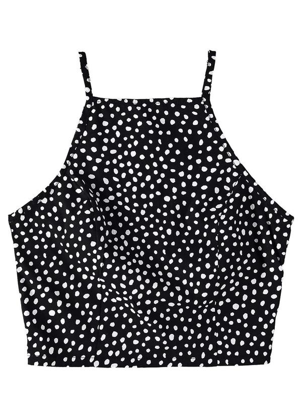 Enfim - Blusa Cropped Poá Preta