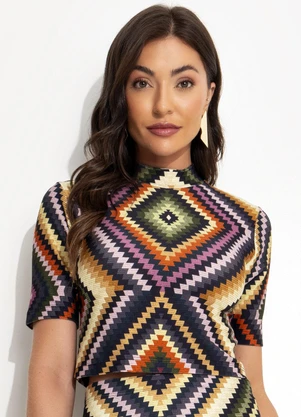 Farm - Blusa Cropped Pretti Preto - FARM