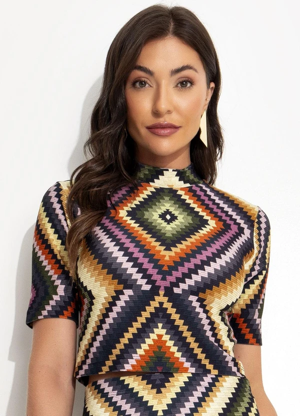 Farm - Blusa Cropped Pretti Preto