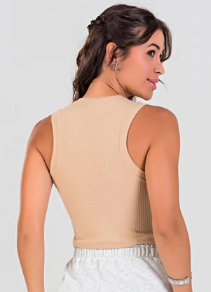 Meu Jeans - Blusa Cropped Regata Canelada Cappuccino - MEU JEANS